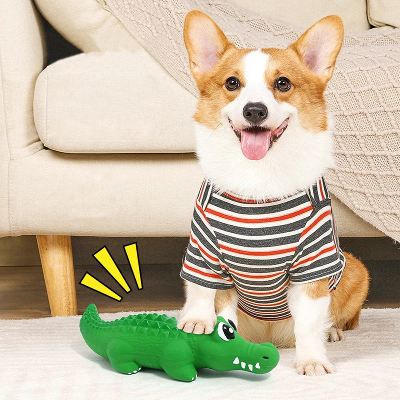 Dog Chew Toy Latex Crocodile Pet Squeaky Toys For Small Medium Dogs Interactive Teeth Cleaning Dog Sounding Toy Pet Supplies