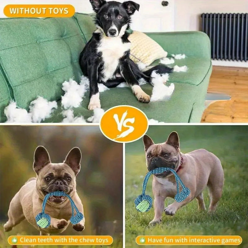 7pcs Dog Rope Chew Toys, Interactive Knot Toys Durable Training Set，Teething Puppies & Aggressive Chewers, Indoor/Outdoor Play