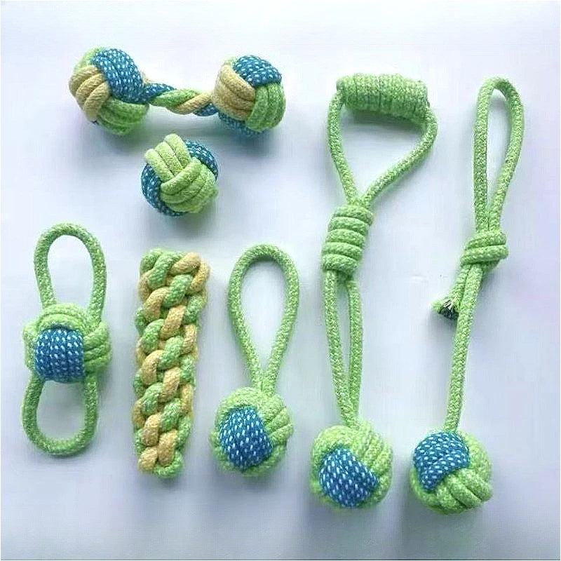 7pcs Dog Rope Chew Toys, Interactive Knot Toys Durable Training Set，Teething Puppies & Aggressive Chewers, Indoor/Outdoor Play