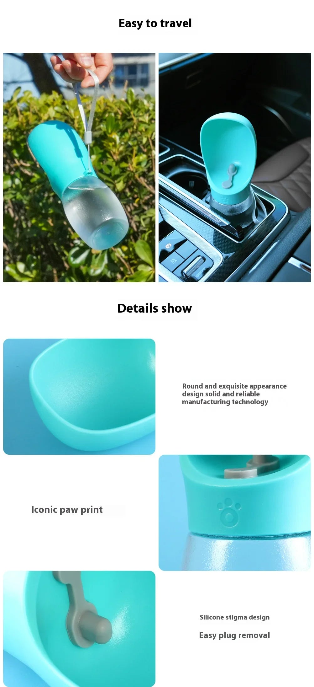Portable Dog Cat Water Bottle Outdoor Leak Proof Travel Water Dispenser Lightweight Pets Drinking Supply for Hiking Walking