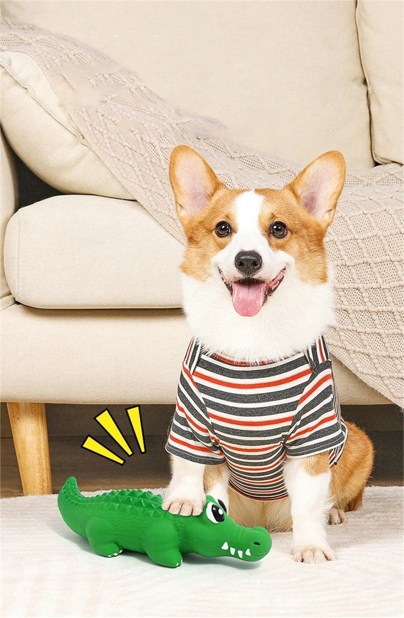 Dog Chew Toy Latex Crocodile Pet Squeaky Toys For Small Medium Dogs Interactive Teeth Cleaning Dog Sounding Toy Pet Supplies