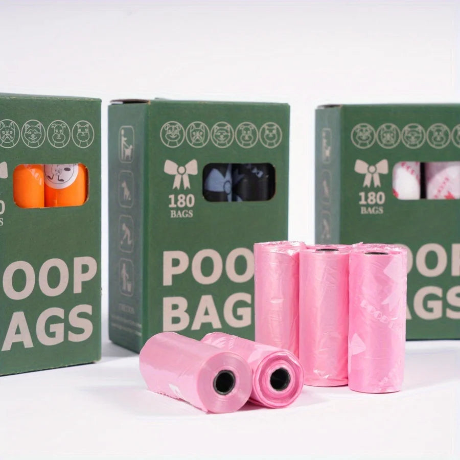 120 Count Extra Thick Leakproof Poop Bags - Vibrant Pink & Purple Designs, High-Quality Polyethylene Trash Bags for Dogs