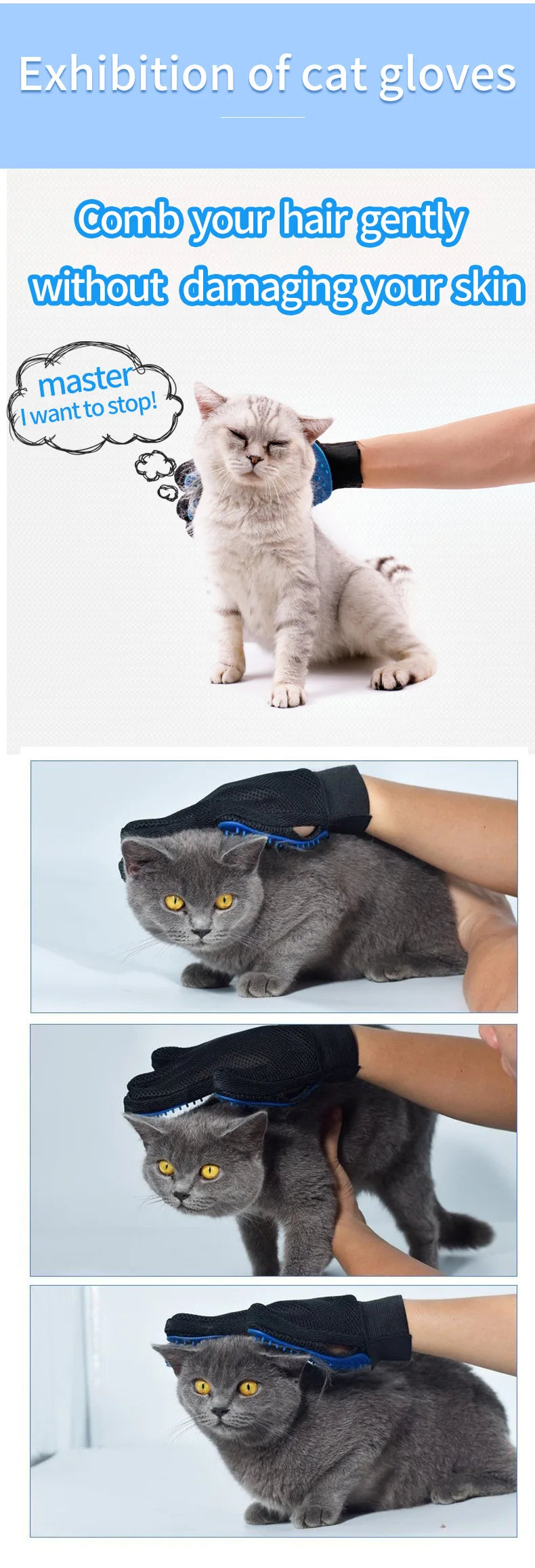 1PC Cat Hair Remove Gloves Rubber Pet Beauty Cleaning Grooming Effective Massage Dog Combs Floating Brush 6 Color