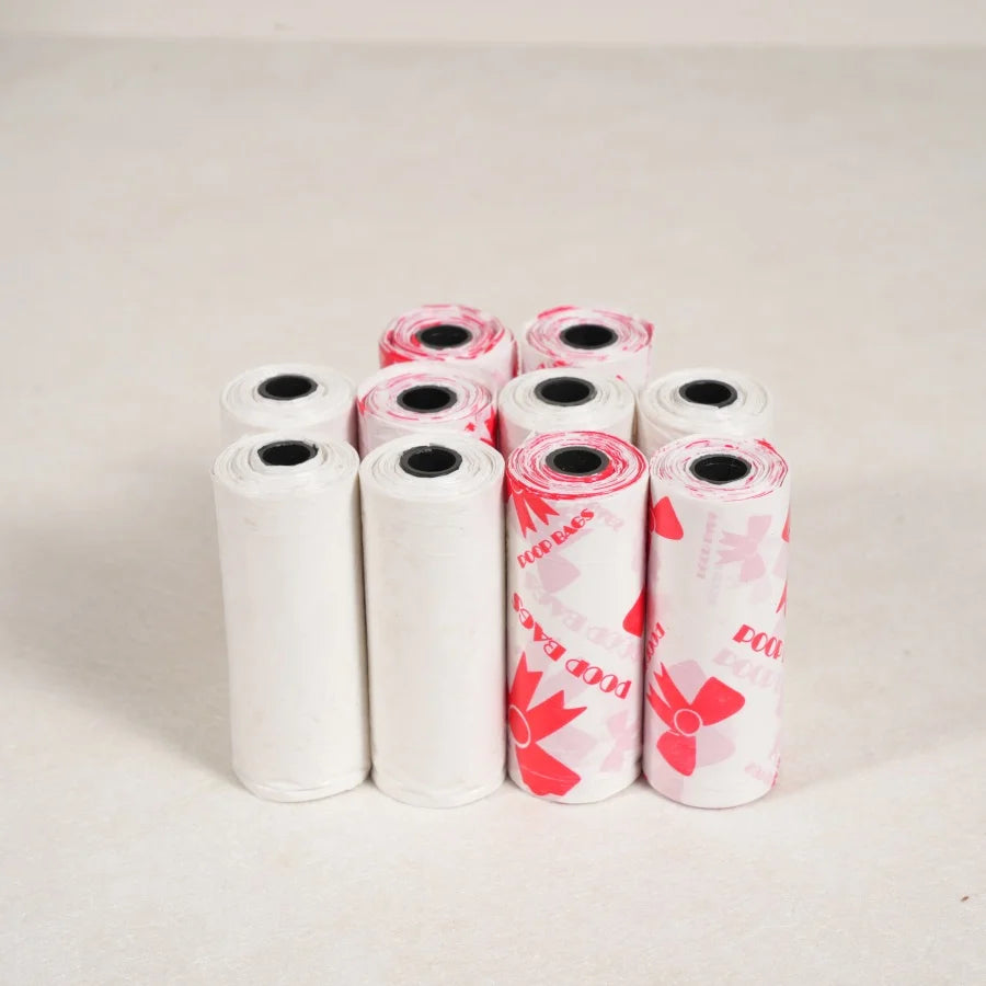 120 Count Extra Thick Leakproof Poop Bags - Vibrant Pink & Purple Designs, High-Quality Polyethylene Trash Bags for Dogs