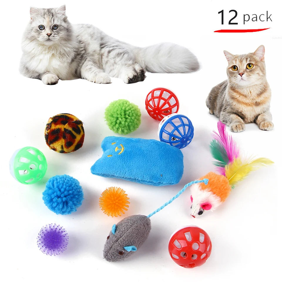 DualPet Kitten Toys Variety Cat Toy Combination Set Cat Toy Funny Cat Stick Sisal Mouse Bell Ball Cat Supplies 20 Piece Set anti
