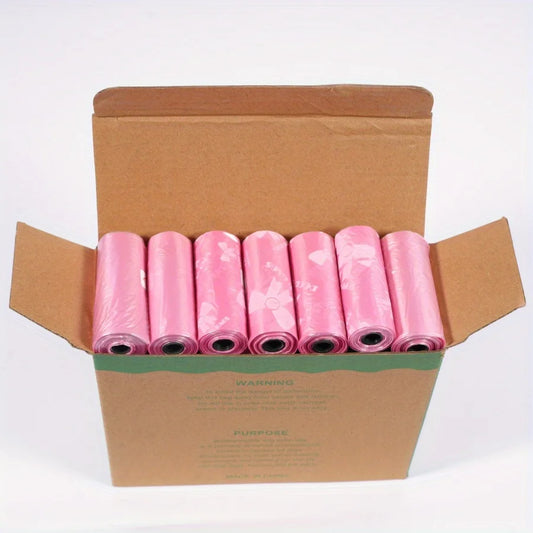 120 Count Extra Thick Leakproof Poop Bags - Vibrant Pink & Purple Designs, High-Quality Polyethylene Trash Bags for Dogs