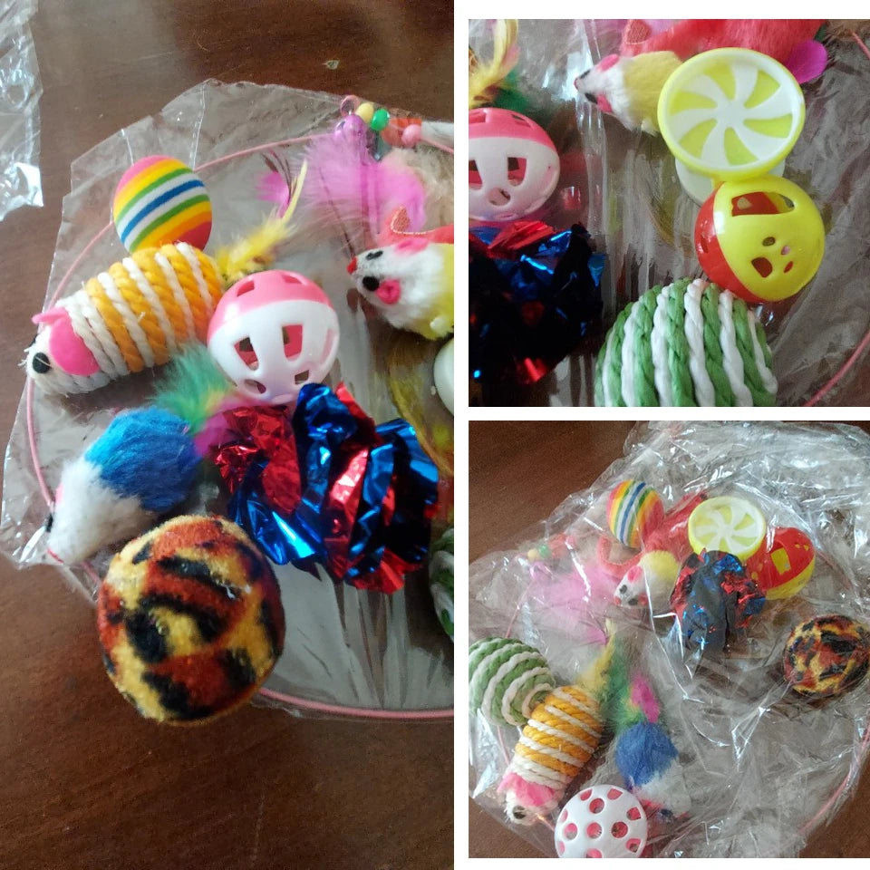 DualPet Kitten Toys Variety Cat Toy Combination Set Cat Toy Funny Cat Stick Sisal Mouse Bell Ball Cat Supplies 20 Piece Set anti